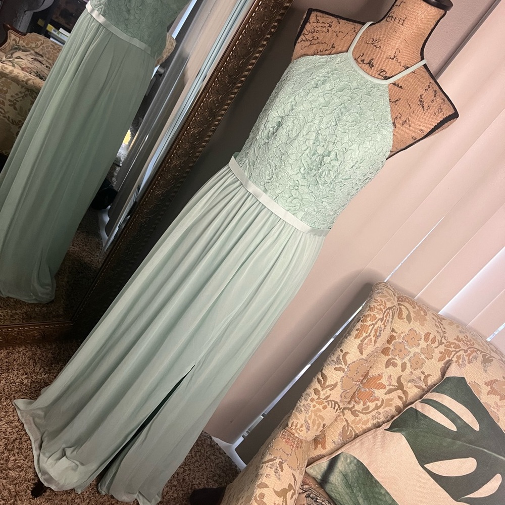 Mint bridesmaids dress David’s Bridle